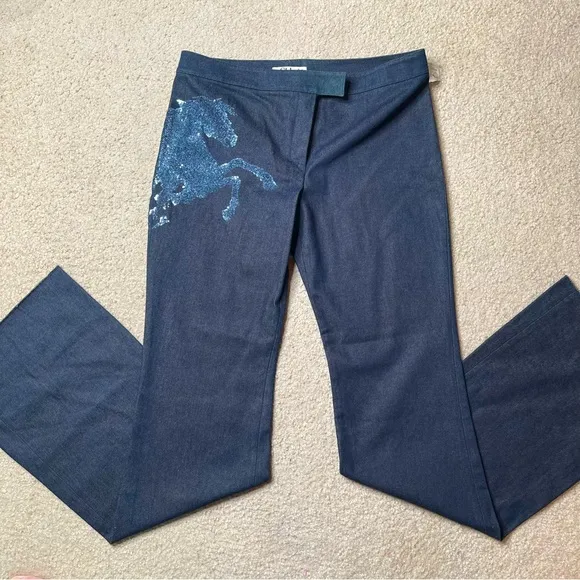 NWT Chloe S/S 2001 Sequin Horse Flare Jeans Y2K Size 42
          
      NWT