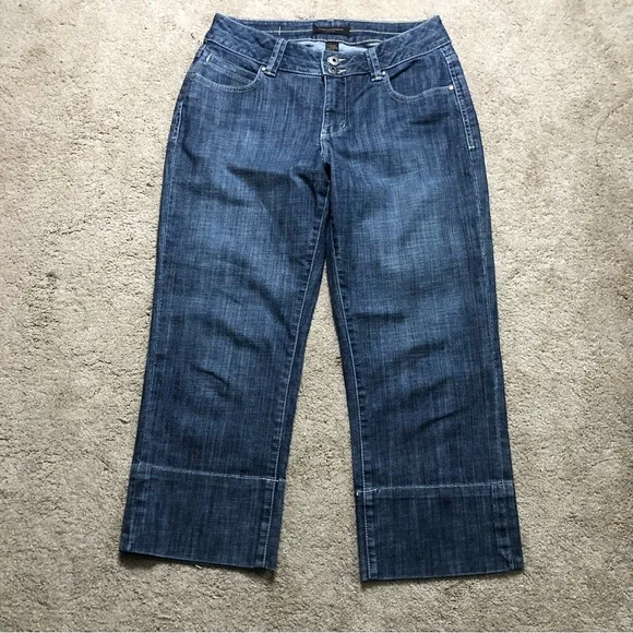 CHRISTOPHER BLUE WOMENS STRETCH CROPPED 5 POCKET STRAIGHT LEG JEANS SZ 8