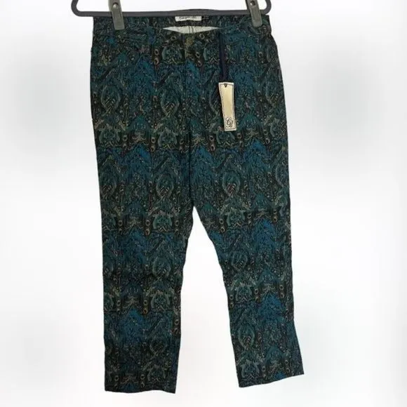 NWT Christopher Blue Peacock Print Sophia Mid-Rise Skinny Jeans Size 12
          
      NWT