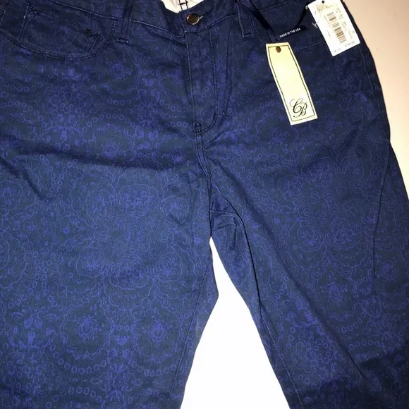 CHRISTOPHER BLUE blue print skinny stretch denim NWT