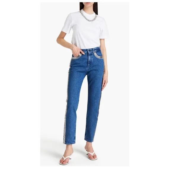 CHRISTOPHER KANE Embellished high-rise tapered jeans size 27
          
      NWT