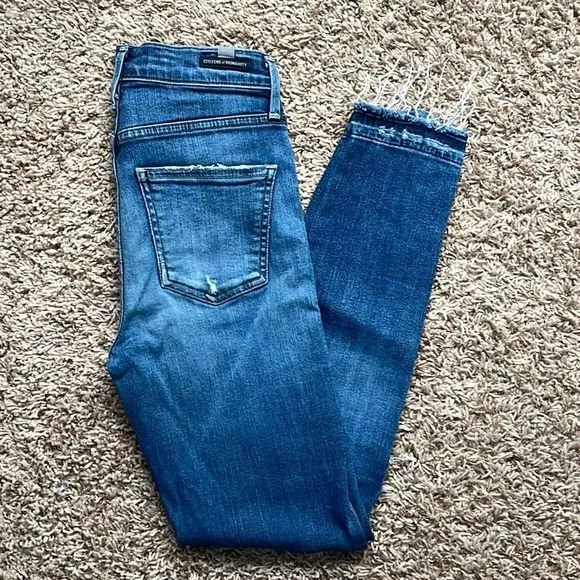 CoH Citizens of Humanity Rocket Crop High Rise Skinny Blue Jeans, size 24