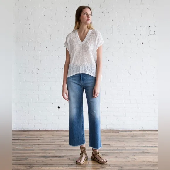 CLOSED Denim Mina Wide Leg High Waist  Raw Edge Hem Jeans SZ 25