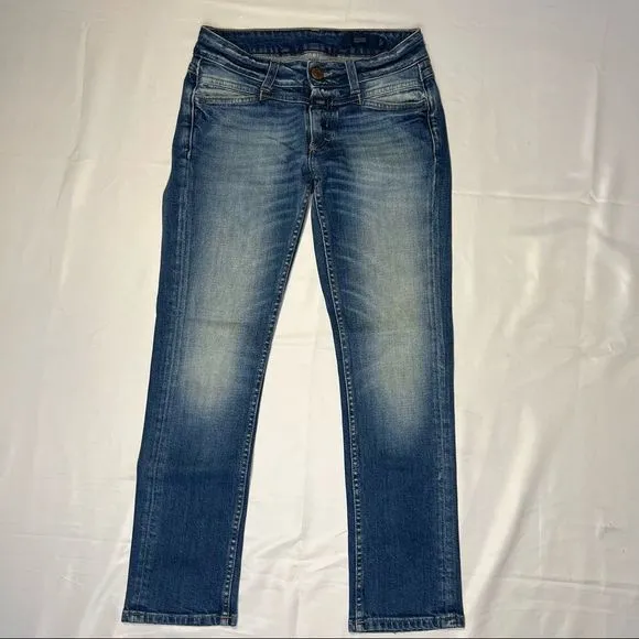 Closed Starlet Skinny Straight Low Rise Ankle Blue Wash Made in Italy Jeans 24