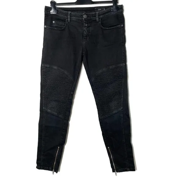 Closed | Women's Giselle Italy Black Biker Moto Zip Ankle Jeans | sz 30