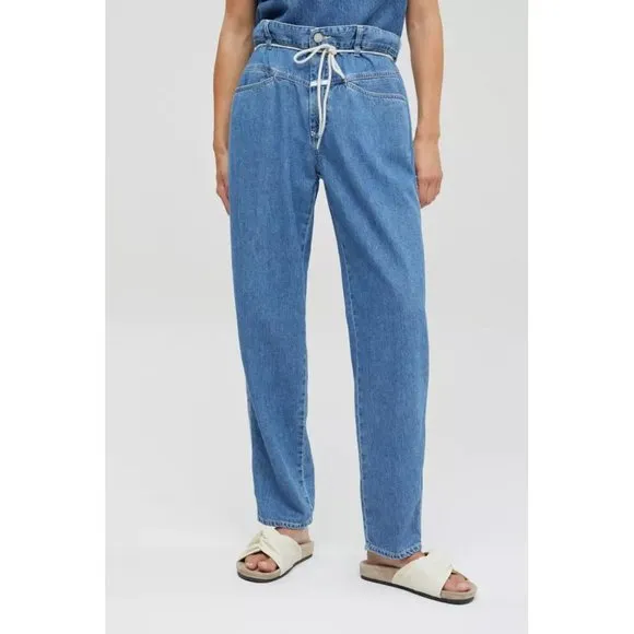 NEW Sz 25 0 Free  Ppl Closed Anni Relaxed-Fit High-Rise Blue Jeans C91246-19P-6M