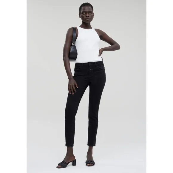 Closed Denim Black Mid-Rise Slim Fit Stretch Denim Jeans NWT Size 25
          
      NWT