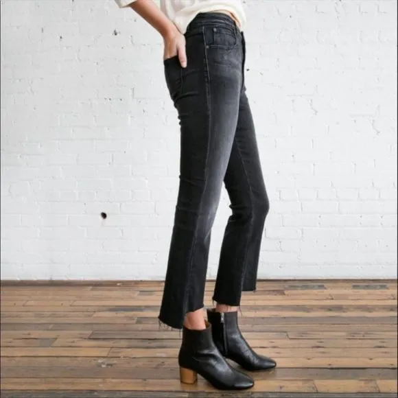 CLOSED || Rose High Waist Black Deconstructed Wash Cropped Raw Step Hem