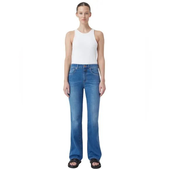 CLOSED Leaf 91301 Flared Denim Jeans High-waist Handmade Italian Medium Wash 29
