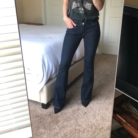 CLUB MONACO FLARE LEG DENIM PANTS