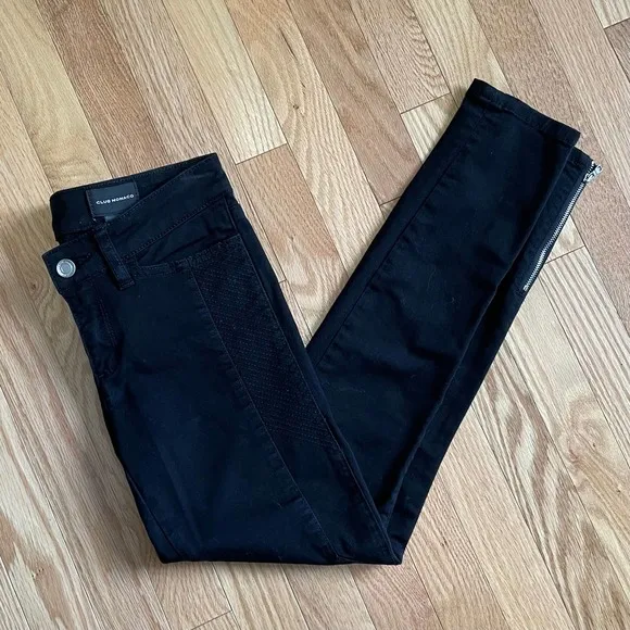 Club Monaco Black Zipper Cuff Moto Skinny Jeans Size 0