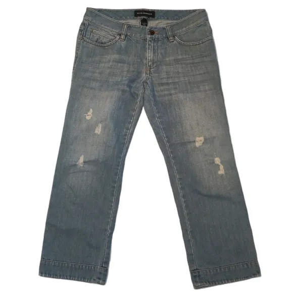Club Monaco Cotton Cropped Trouser Distressed Capri Denim Jeans