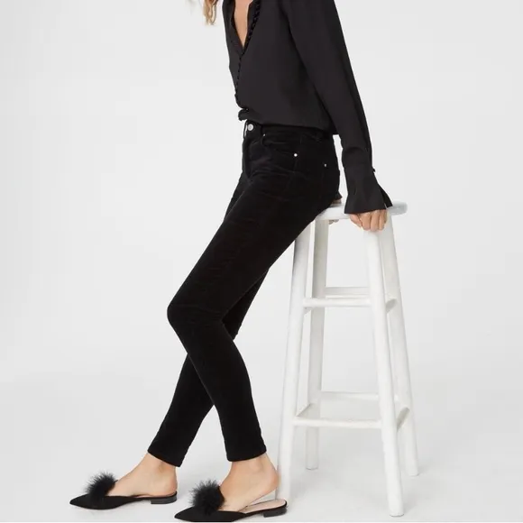 Club Monaco Corduroy Black Low Waist Skinny Jeans