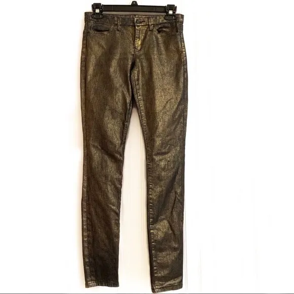 Club Monaco Iridescent Gold Skinny Jeans