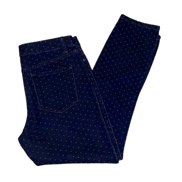 CLUB MONACO White Pin Dot Dark Wash Skinny Ankle Jean - Size 8