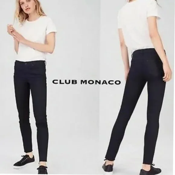 Club Monaco Jeans Skinny Zip Ankle Preppy Stretch Navy 29
