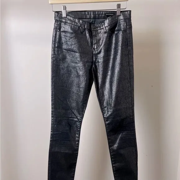 Club Monaco Slim Fit Metallic Silver Jeans Size 2