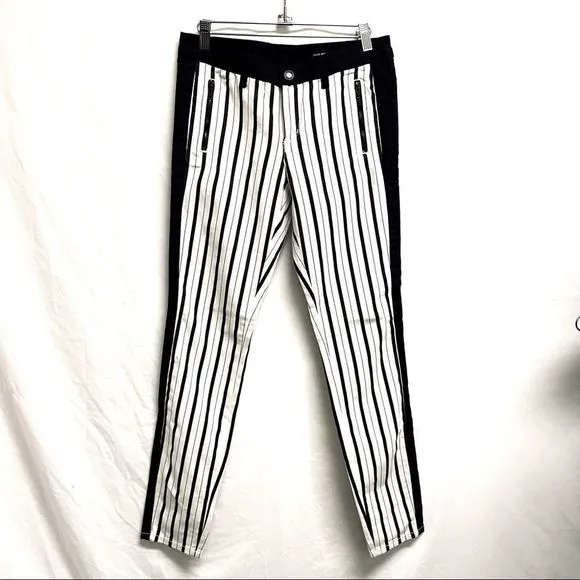 Club Monaco black and white striped jeans
