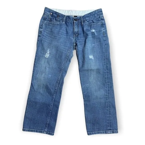 Club Monaco Cropped Distressed Blue Jeans Size 6