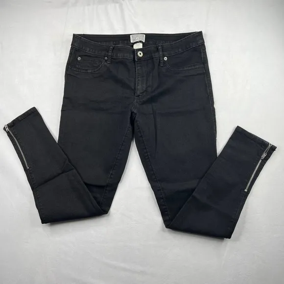 Converse One Star Women's Black Skinny Ankle Zip Denim Jeans Size 10