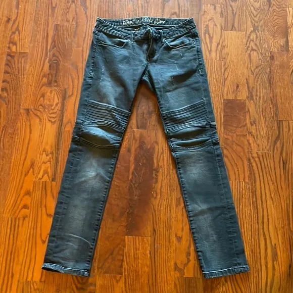 Black Distressed Converse One Star The Motorcross Denim Skinny Jeans