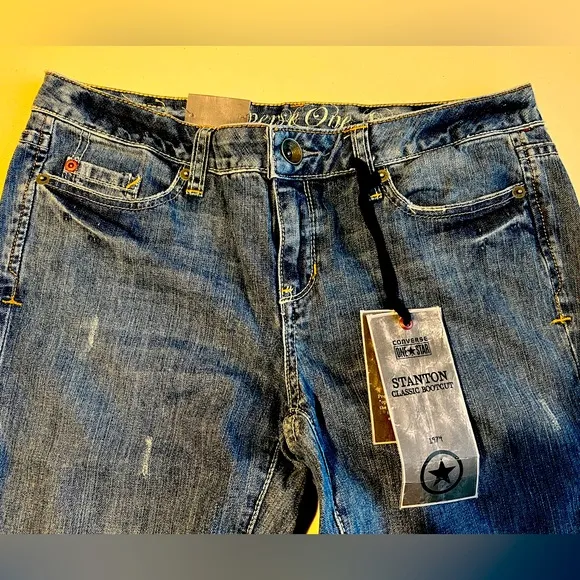 👖CONVERSE Distressed Blue Faded Denim Jeans NWT
          
      NWT