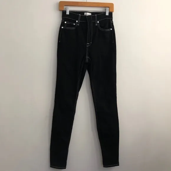 Womens Cotton Citizen Black Denim with White Stitching High Rise
