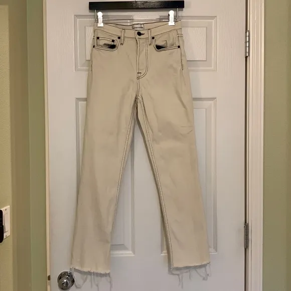 Cotton Citizen off-white raw hem jeans