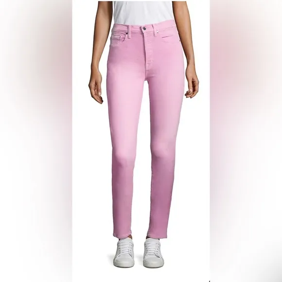 COTTON CITIZEN High Rise bleached slim skinny jeans button fly light pink 25 NWT
          
      NWT