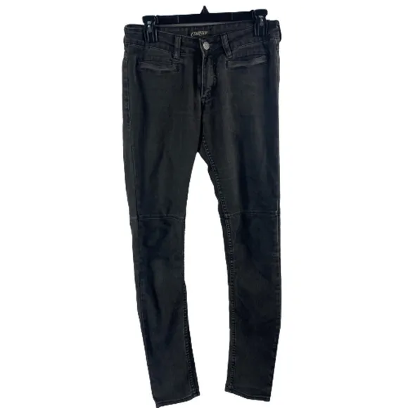Court Shop Jeans Womens 27 Black Wash Denim Paneled Skinny Cotton Lycra