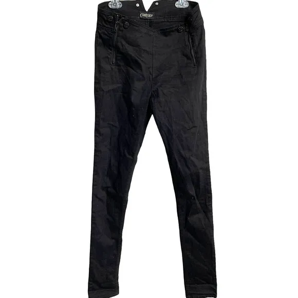 Courtshop Jeans Womens 27 Black Button & Zip Detail Skinny Leg Denim High Rise
