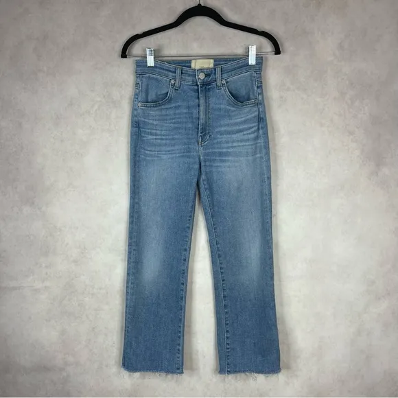 CQY High Rise Crop Straight Leg Raw Hem Jeans Women's Size 26