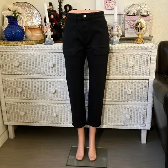 CQY high waisted skinny crop leg cotton blend pants black color Size 29