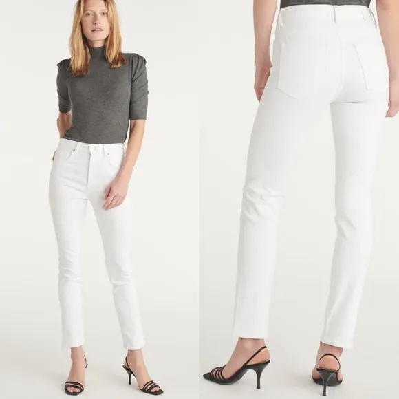CQY icon high rise straight jeans white