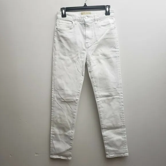 CQY Women's White Capri Jeans Size 27 Slim Leg High Rise Cropped Stretchy USA