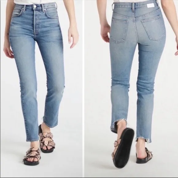 CQY Icon Vice Vintage Slim Button Fly Japanese Stretch Denim Jeans Step Hem 31