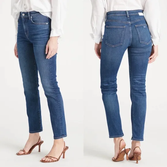 NEW CQY BFF Straight Leg Jean 25 Sincere Dark Wash High Waisted Ankle Crop
