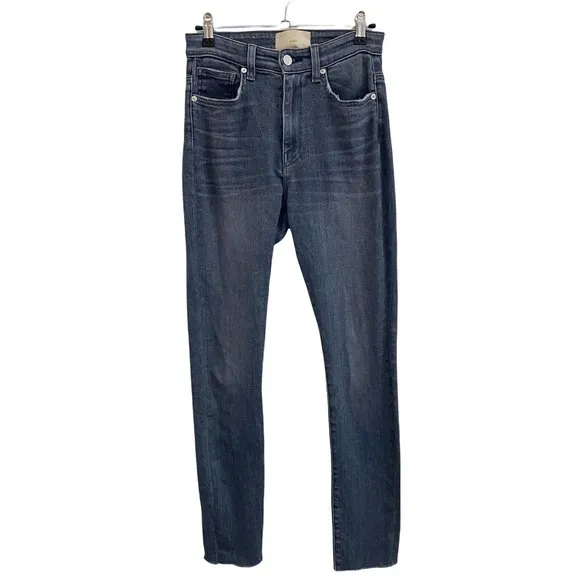 CQY 27 Jeans Skinny High Rise Raw Hem Charcoal Gray Denim Stretch