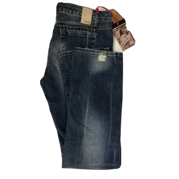 Cult Of Individuality Karma Women 32x34 Blue Denim Jeans Straight Leg Distressed
          
      NWT