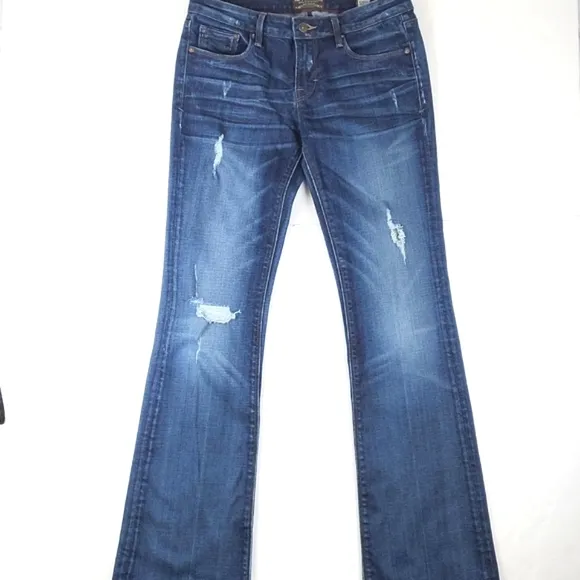 Cult of Individuality Bohemi Bootcut Dark Wash Distressed Ripped Mid Ris…