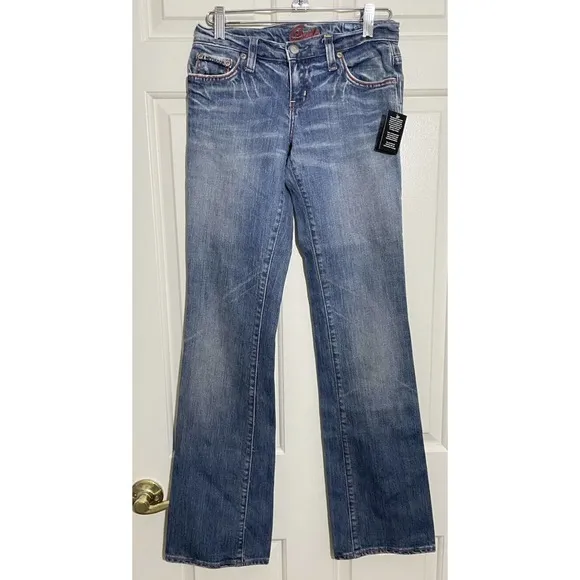 Womens Blue Cult Bootcut Distressed Blue Jeans Sz 24
          
      NWT
