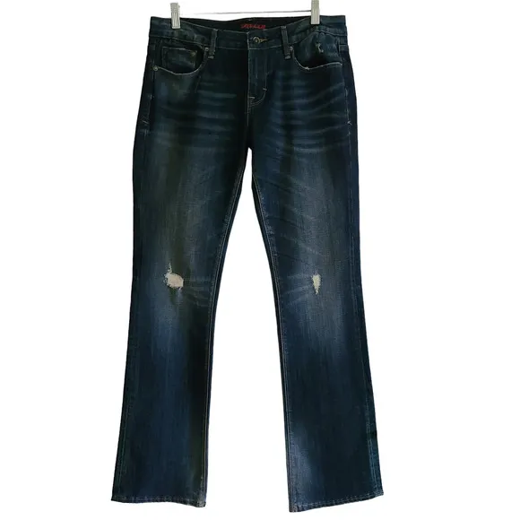 CULT OF INDIVIDUALITY Vixen Curvy Boot Cut Dk Wash Distressed Jeans Women's 30