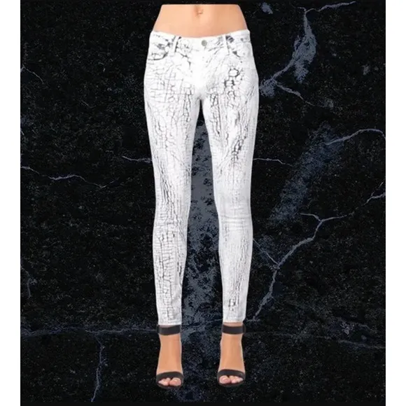 Cult Of Individuality Zen Mid Rise Skinny Jeans White Gray Women's Size 25