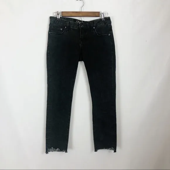 Cult Of Individuality Black Jeans Raw Distressed Hem Size 26 Women’s