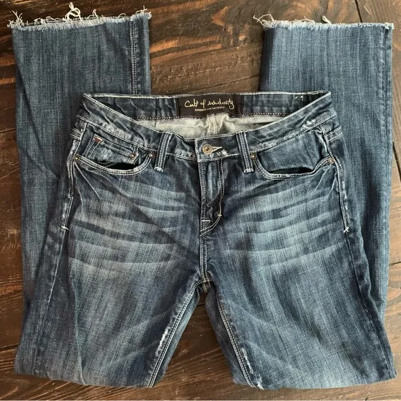 Cult of Individuality Distressed Boot Cut Blue Jeans