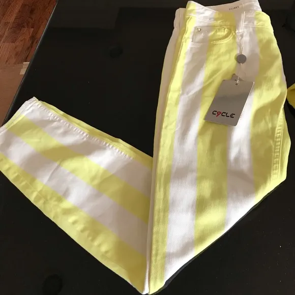 Cycle Brand NWT Yellow/White Striped Jeans Size 27
          
      NWT