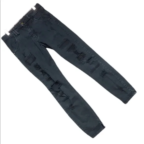 CYCLE Black Distressed Denim Ankle Skinny Jeans