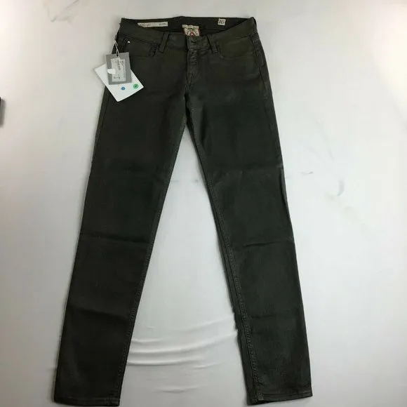 Cycle Womens Olive Green Solid Skinny Jeans Casual Size 27
          
      NWT