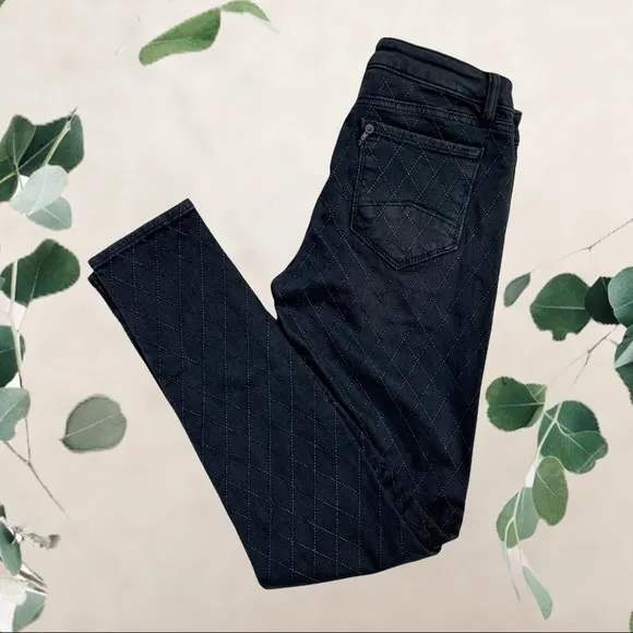 D-ID Black Diamond Pattern Stitched New York Skinny Jeans Size 28