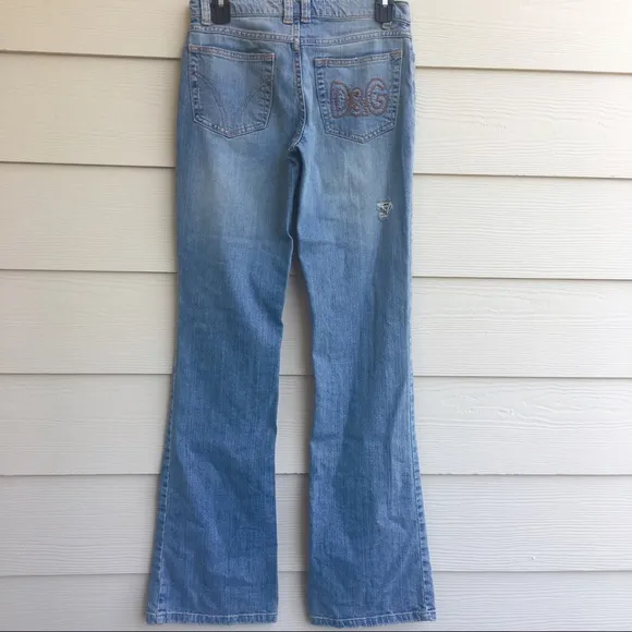 D&G Distressed Bootcut Jeans 28 embroidered Logo